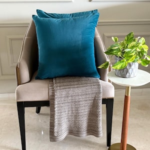 Pack of 2 Peacock Velvet Pillow Covers, Square Throw Pillow Covers, Solid Cushion Covers, Plain Velvet Pillow Cases, Luxury - Peacock Velvet