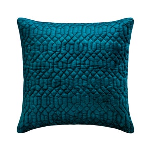 16&quot;x16&quot; Decorative Pillow Cover Velvet Quilted Solid Color Throw Pillow For Sofa Teal Cushion Cover Geometric Modern Style-Irresistible Teal