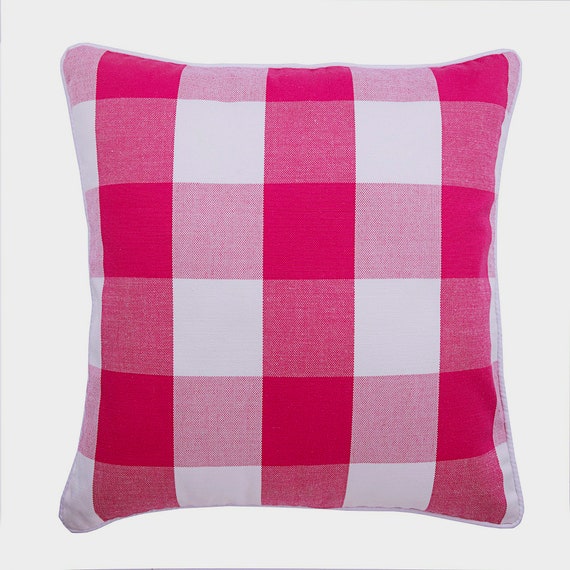 Pink Ivory White Large Gingham Checksmodern Plaid Couch Etsy