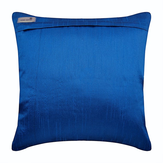 Art Silk Royal Blue Throw Pillow Cover 16x16 Designer Toss Pillows Leaf Sofa Pillow Cover Nature Floral Modern Style Royal Song Etsy Israel