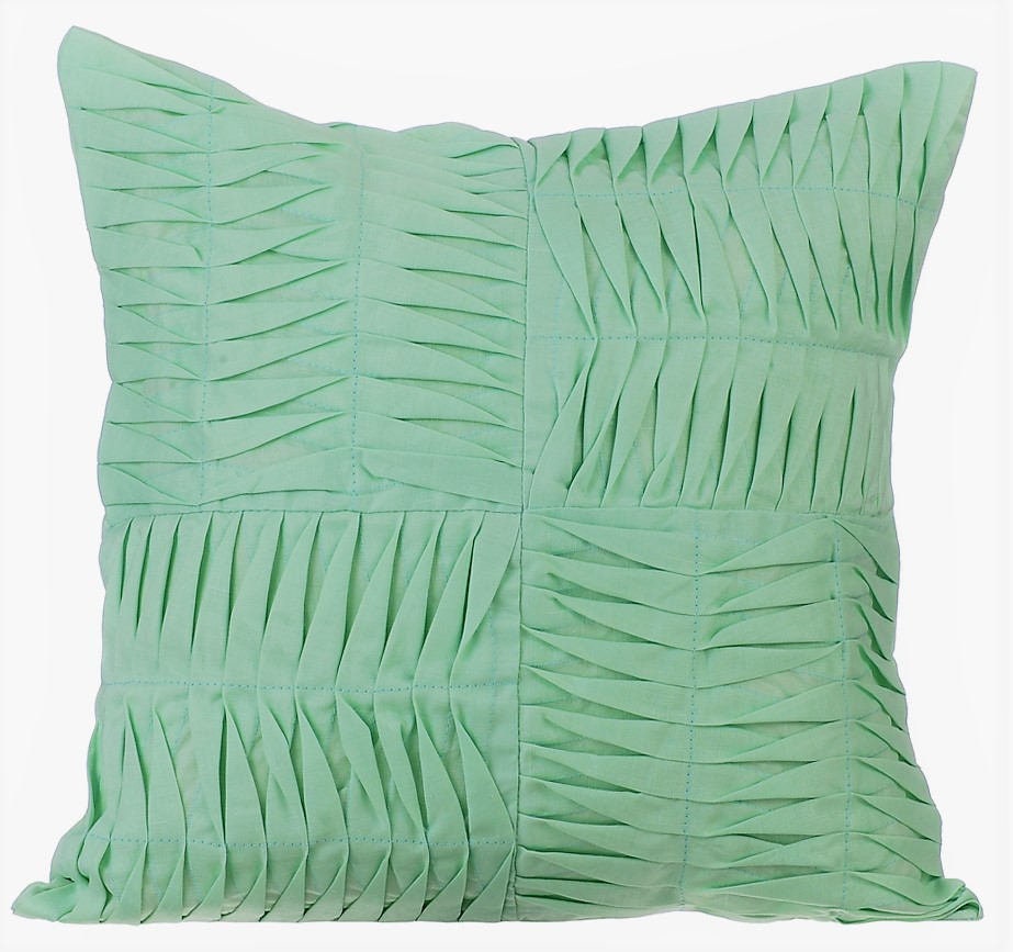 Decorative Pastel Green Bed Pillow Cover 24x24 26x26 Cotton Linen Throw Pillow Cover Pintucks Textured Striped green Pintuck Blocks Etsy Canada