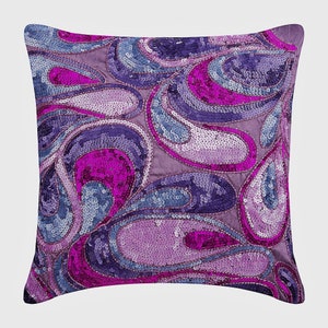 Euro Size Pillow Cover Purple Decorative 24"x24"/26"x26", Art Silk Cushions Pillow for Sofa Abstract Pattern Art Deco - Royal Obsession