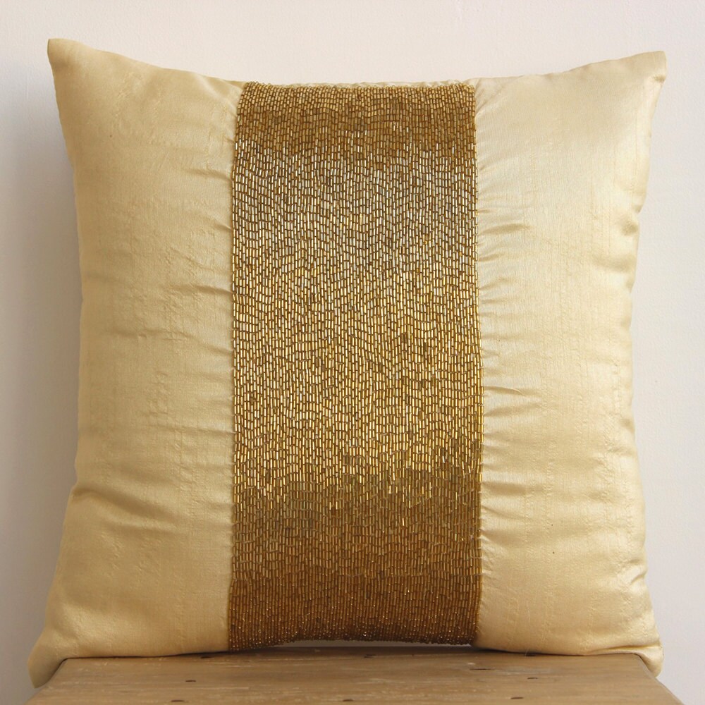 Handmade Gold Throw Pillows Cover For Couch 16x16 Etsy