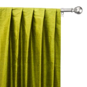 Chartreuse 100% Pure Silk Dupioni Curtain Panels (Rod Pocket, Grommet, Box Pleat, Three Pinch Pleat, Tab Top and Plain Ring Top)