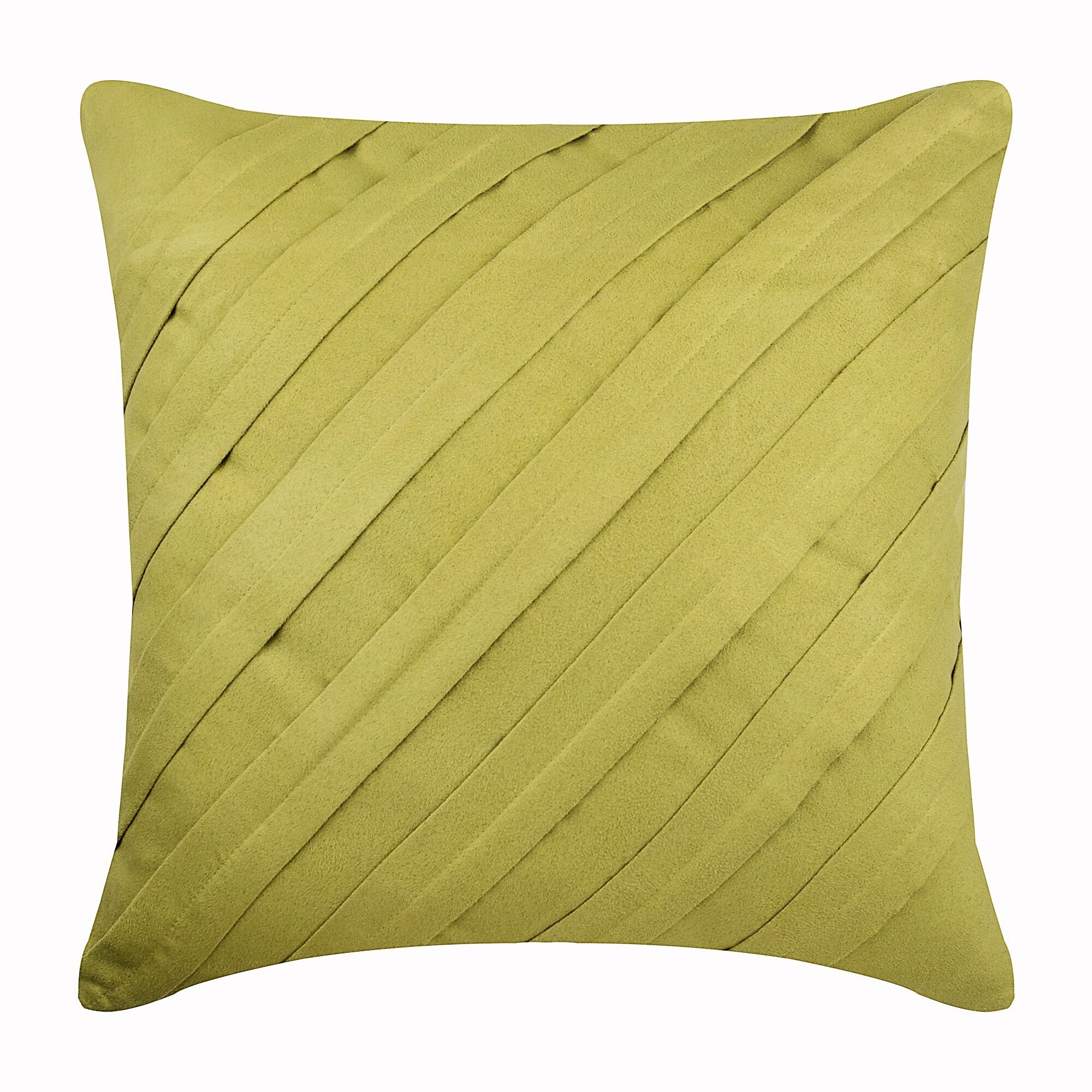 Designer Apple Green Pillow Case 24x24 26x26 Faux Suede Throw Pillow Cover Pintucks Textured Striped Contemporary Apple Green Etsy Canada