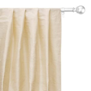 Cream 100% Pure Silk Dupioni Curtain Panels (Rod Pocket, Grommet, Box Pleat, Three Pinch Pleat, Tab Top and Plain Ring Top)