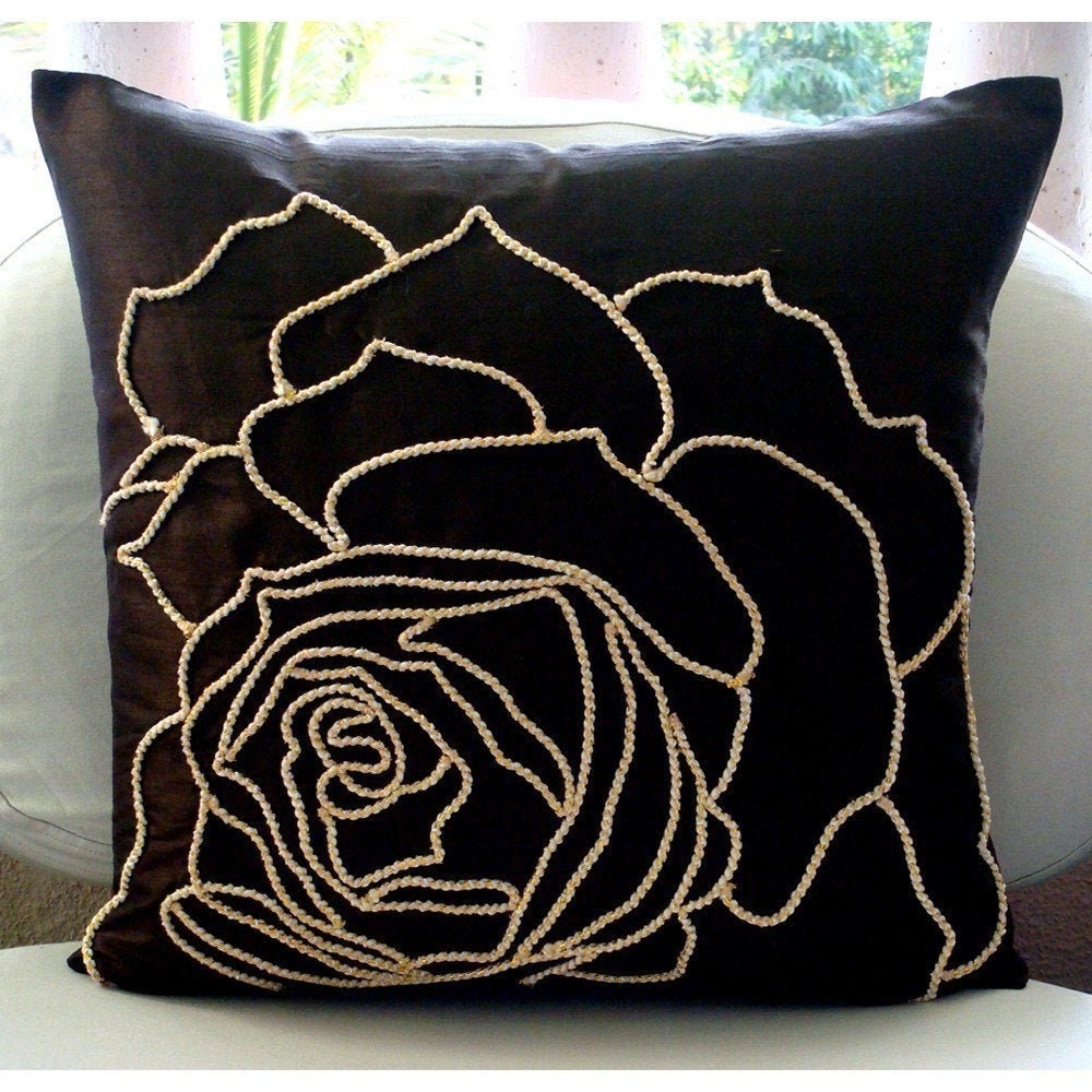 Decorative Dark Brown Throw Pillow Cover Etsy