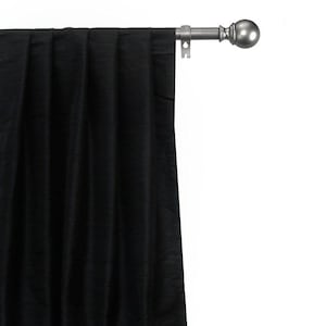 Black Silk Dupioni Curtain Panels (Rod Pocket, Grommet, Box Pleat, Three Pinch Pleat, Tab Top and Plain Ring Top)