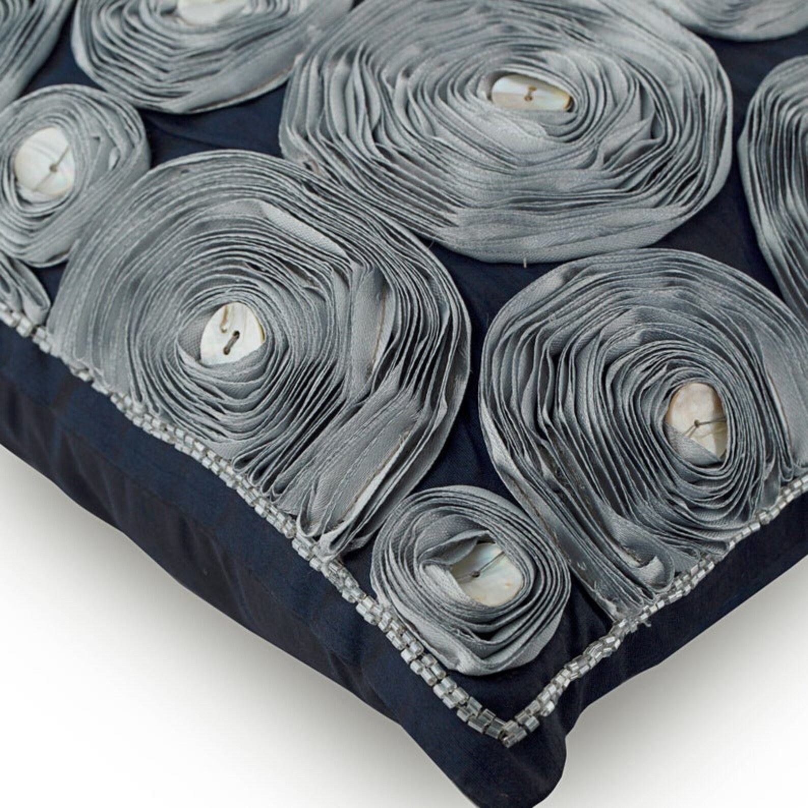 Decorative Ribbon Embroidery Pillow Cover Art Silk Nature Etsy