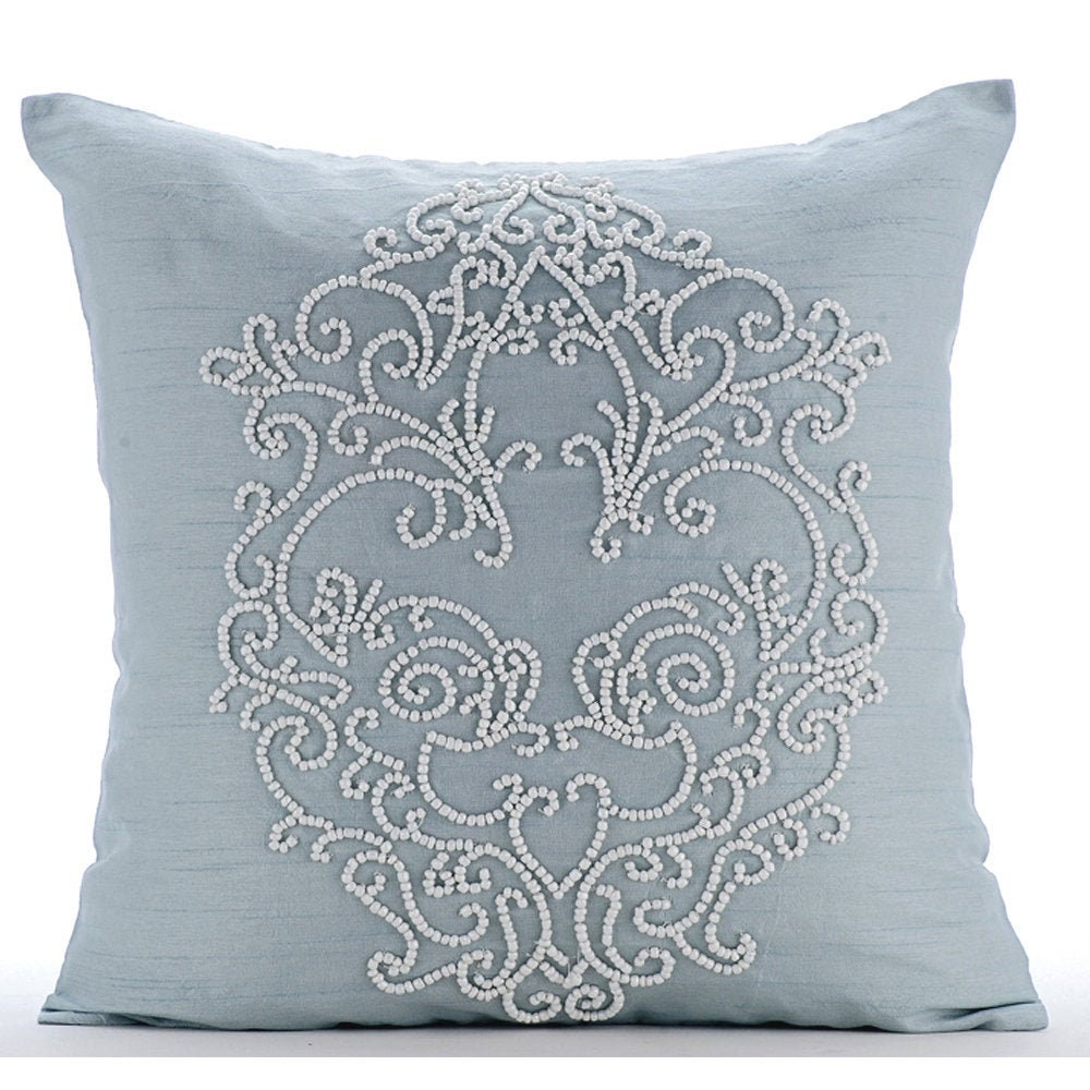 Designer Light Blue Throw Pillow Cover PILLOW COVER 60X60 DAMASK STRIPES BLUE