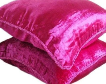 16&quot;x16&quot; Decorative Fuchsia Pink Cushion Pillow, Velvet Cushion Case Pillow Case Cover Solid Color Pattern Contemporary Style - Fuchsia Love