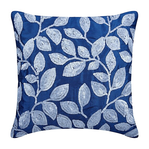 Art Silk Royal Blue Throw Pillow Cover 16
