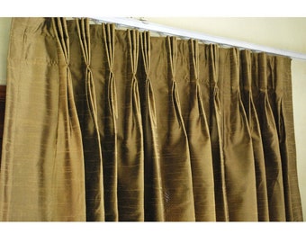 Earthy Green Faux Silk Curtain Panel 52"x96" Pinch Pleat Curtain Home And Living Bedroom