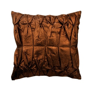 Decorative Toss Pillow Cover 16&quot;x16&quot;, Faux Leather Throws For Sofa Copper Toss Throw Pillow Solid Color Modern Style - Stunning Bronzer