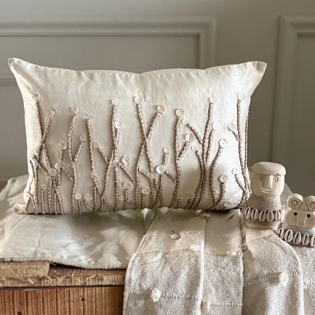 NUYECY Federa Per Cuscino Lombare In Ciniglia 30x66 Cm – Bianco Crema, Stile Boho Moderno