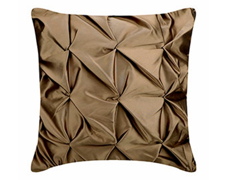 Decorative Toss Pillow Cover 16 X 16 Beige Satin Etsy