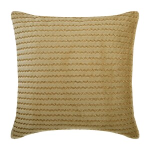 Decorative Throw Pillow Cover Accent Pillow Couch Sofa Bed 16&quot;x16&quot; Gold Velvet Beaded Pillow Case with Chevron Pattern - Gold Walk