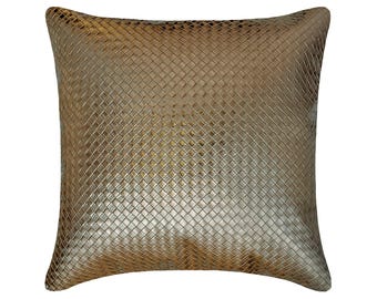 16x16 Dekorativ Metallisk Grå Soffkudde Konstläder Prydnadskudde Rutig Texturerad Kudde Enfärgad Modern - Tanner Grå