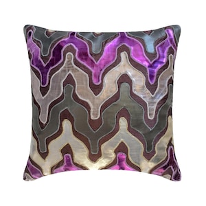 Faux Leather Purple Pillow Case 16"x16", Handmade Pillow Cover Throws For Sofa Abstract Pattern Modern Home Decor Pillow - Purple Lava