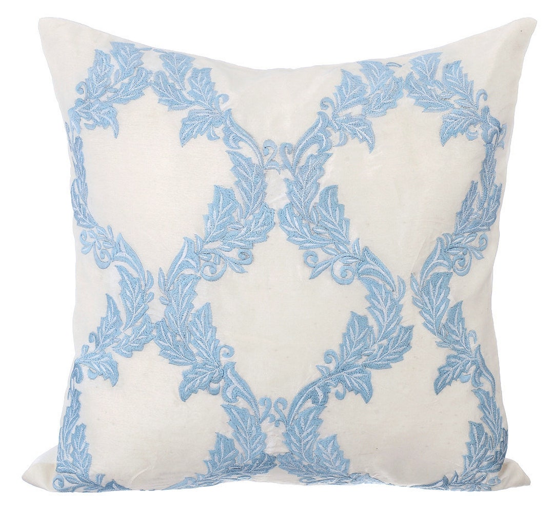 16"x16" Decorative Blue Sofa Pillow, Art Silk Throw Pillow Cover Custom ...