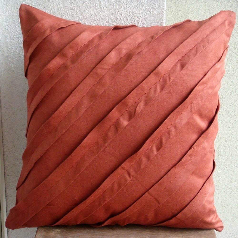 Contemporary Rust Euro Sham Covers 26x26 Suede Euro Sham