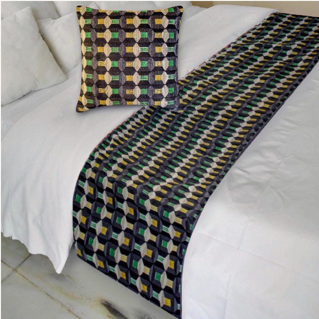 Chemin De Lit Avec Housse De Coussin Bleu Azur - Décoration Chambre, Hôtel, Maison