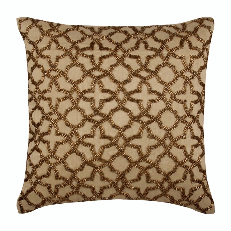 Luxury Gold Throw Pillow Cover 16x16 Art Silk Etsy