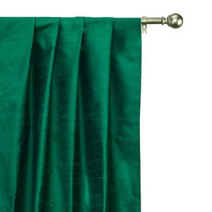 Dark Peacock Green Silk Dupioni Curtain Panels (Rod Pocket, Grommet, Box Pleat, Three Pinch Pleat, Tab Top and Plain Ring Top)