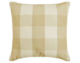 Cotton Beige Throw Pillow Cover 16"x16", Luxury Couch Throw Pillow Case Plaid Pattern Contemporary Style Home Decor Cushion - Beige Plaid