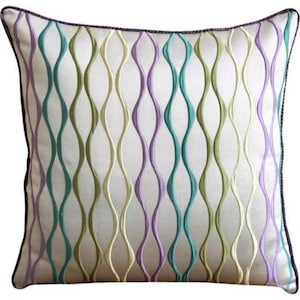 Decorative Multicolor Pillow Cases Vintage 16&quot;x16&quot;, Jacquard Weave Couch Pillow Abstract Throw Pillow Cover Striped - Multicolor Waves