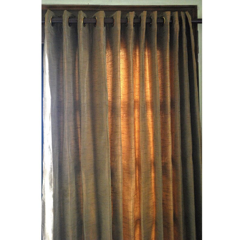 Gold Brown Silk Curtain Panels 52x96 Grommet Drapes Home And Living Bedroom Decor And Housewares Valance Window Treatments Blackout image 3