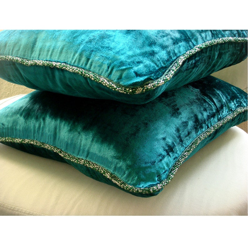 Luxury Royal Peacock Green Throw Pillow Cover Etsy