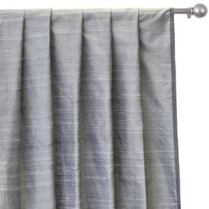 Grey Silk Dupioni Curtain Panels (Rod Pocket, Grommet, Box Pleat, Three Pinch Pleat, Tab Top and Plain Ring Top)