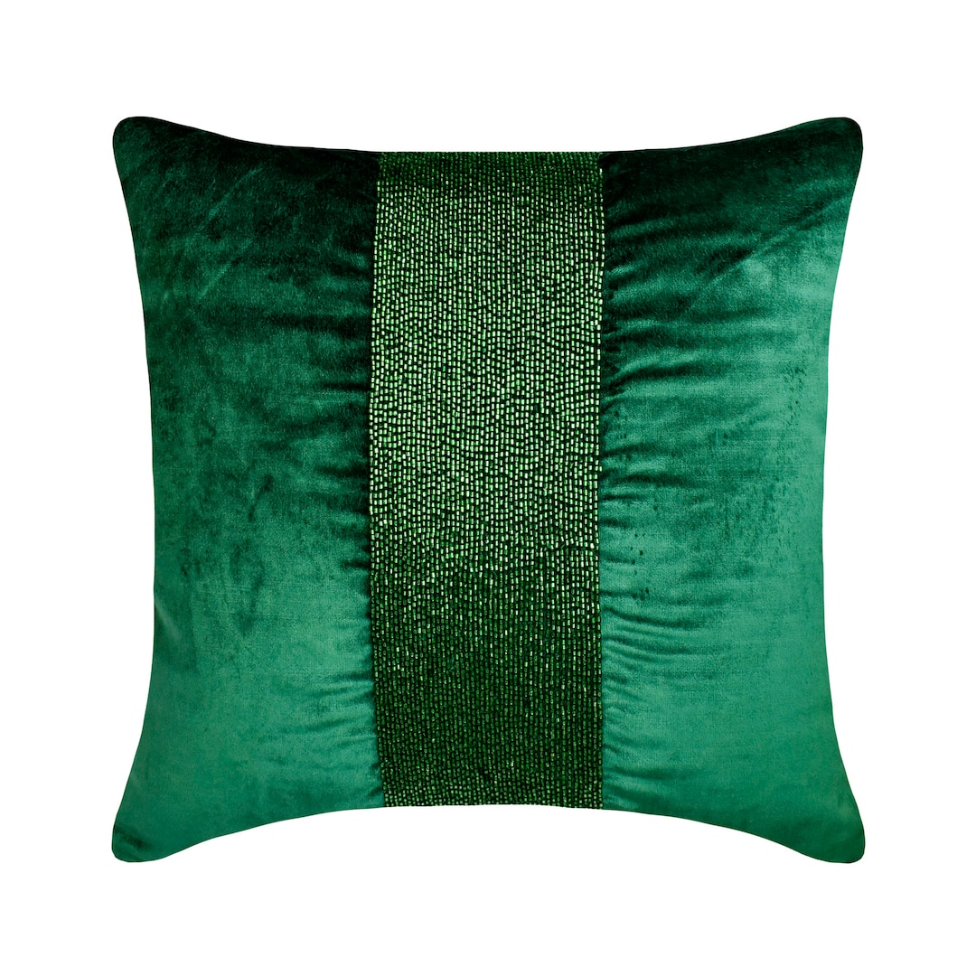 Decorative Pillow Cover 16x16 Inch Emerald Green Velvet Throw Pillow