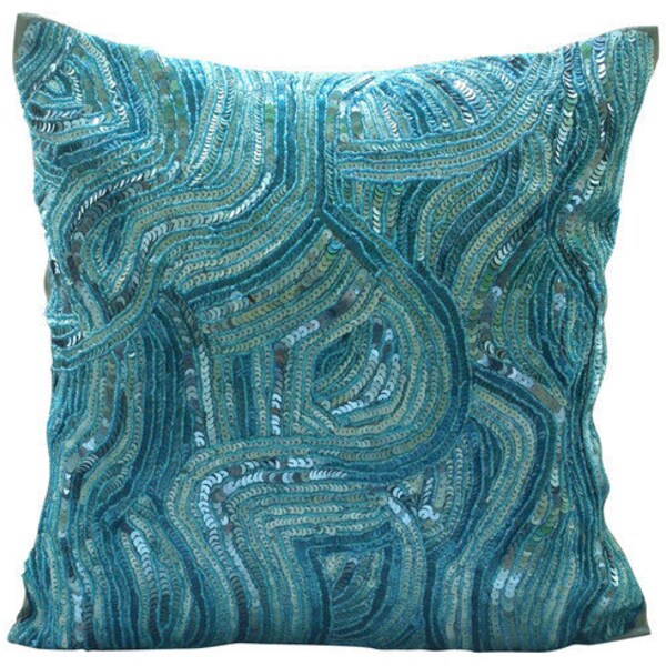 Aqua Throw Pillow Etsy