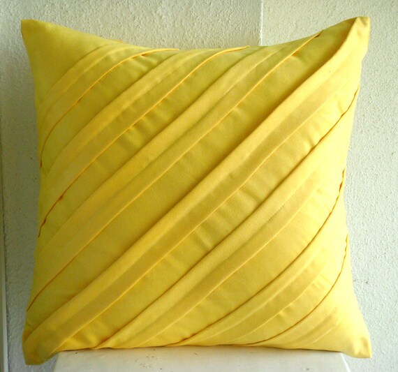 Handmade Textured Pintucks Solid Color Pillow Covers Yellow Etsy