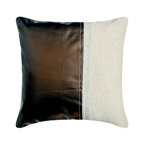 Decorative Brown Euro Cushion Cover 24&quot;x24&quot;/26&quot;x26&quot;, Faux Leather Pillow Case Toss Pillow Cover Patchwork Contemporary - Better Half Choco