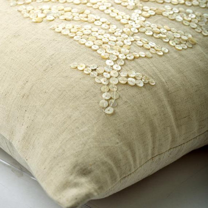 Designer Beige Throw Pillow for Bed 24x24 / Etsy