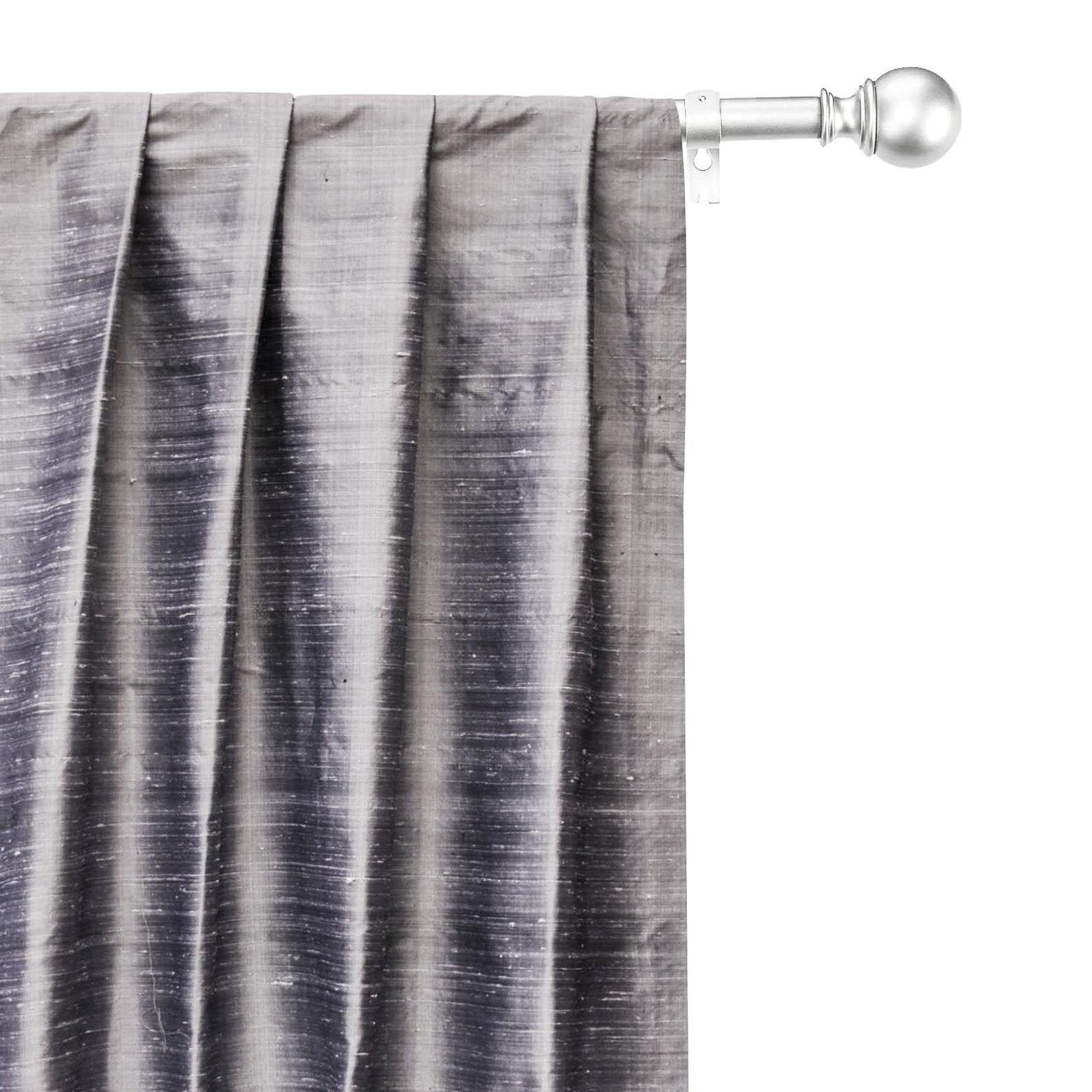 Silver Gray 100 Pure Silk Dupioni Curtain Panels rod Pocket Etsy