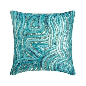 Designer Light Blue Bed Pillow Case 24x24 26x26 Art Silk European Cushion Cover Throw Cushion Cover Abstract White Sizzle Etsy Ireland