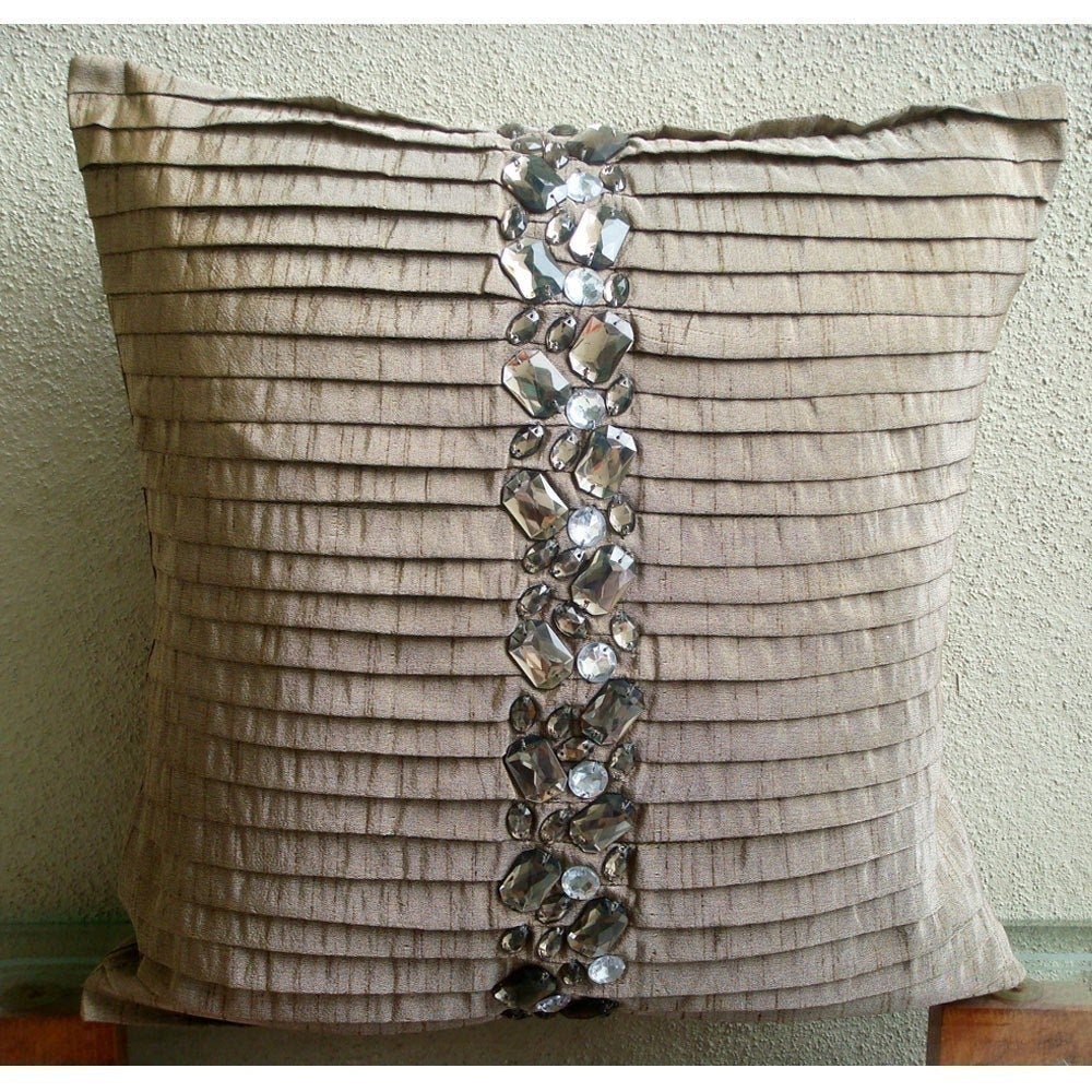Decorative Light Brown Pillow Cases Vintage 16x16 Etsy