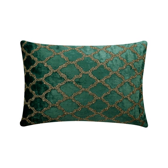 Decorative Oblong / Lumbar Throw Pillow Covers Teal Velvet | Etsy