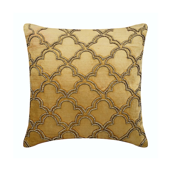 Designer Lattice Trellis Moroccan Gold Brown white trellis throw pillow cover