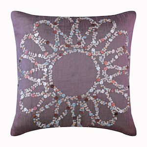 Designer Light Purple Euro Sham Cover 24"x24"/26"x26", Art Silk Throw Pillow Sofa Euro Sham Nature Floral Pattern - Plum Blossom