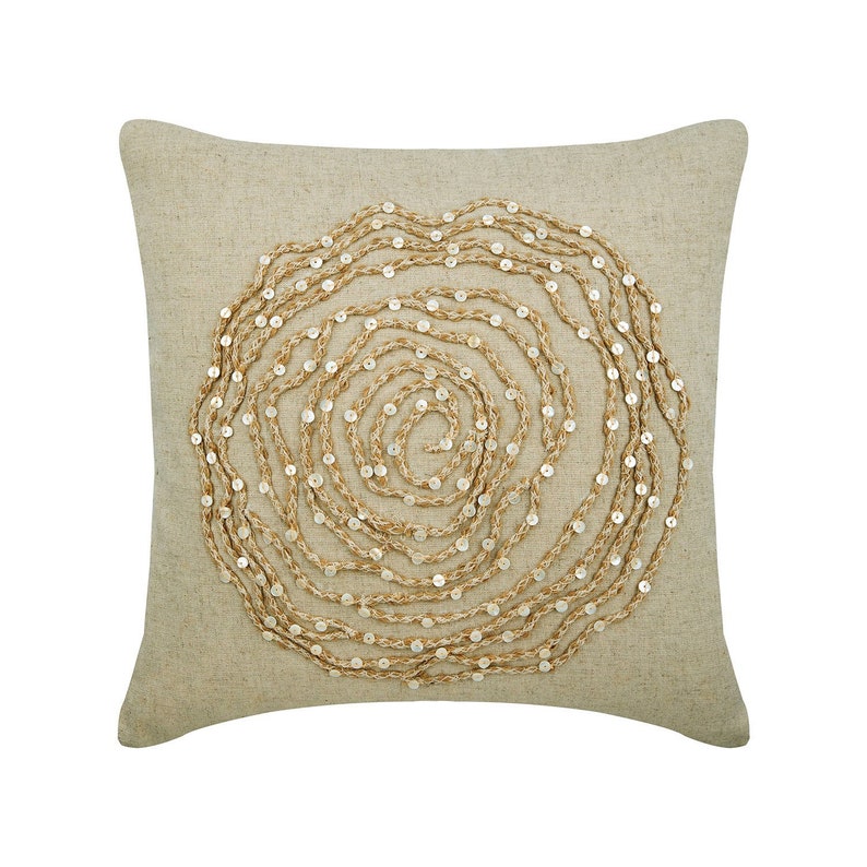 Decorative Jute Embroidery Couch Pillow 16x16 Etsy UK
