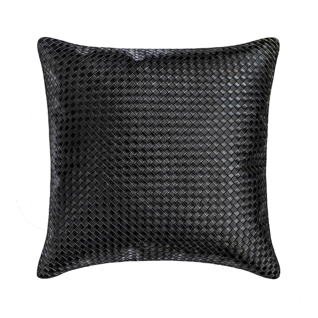 16x16 Decorative Black Couch Cushion Faux Leather Throw Pillow Etsy