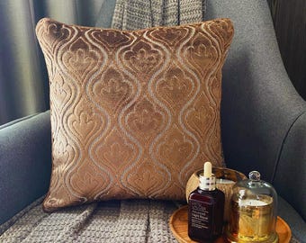 Funda de cojín decorativa de terciopelo marrón con textura de celosía, 40x40 cm, decoración moderna para el hogar - Terciopelo marrón majestuoso