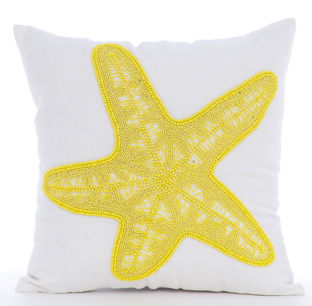 White & Yellow Decorative Throw Pillow Covers Accent Pillow Etsy