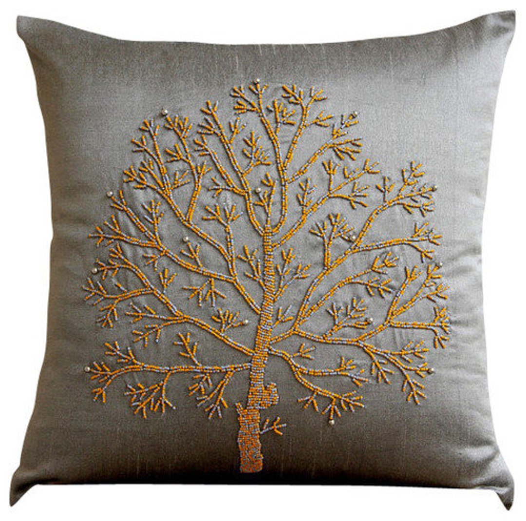 Art Silk Gray Sofa Cushion Cover 16x16 Decorative - Etsy