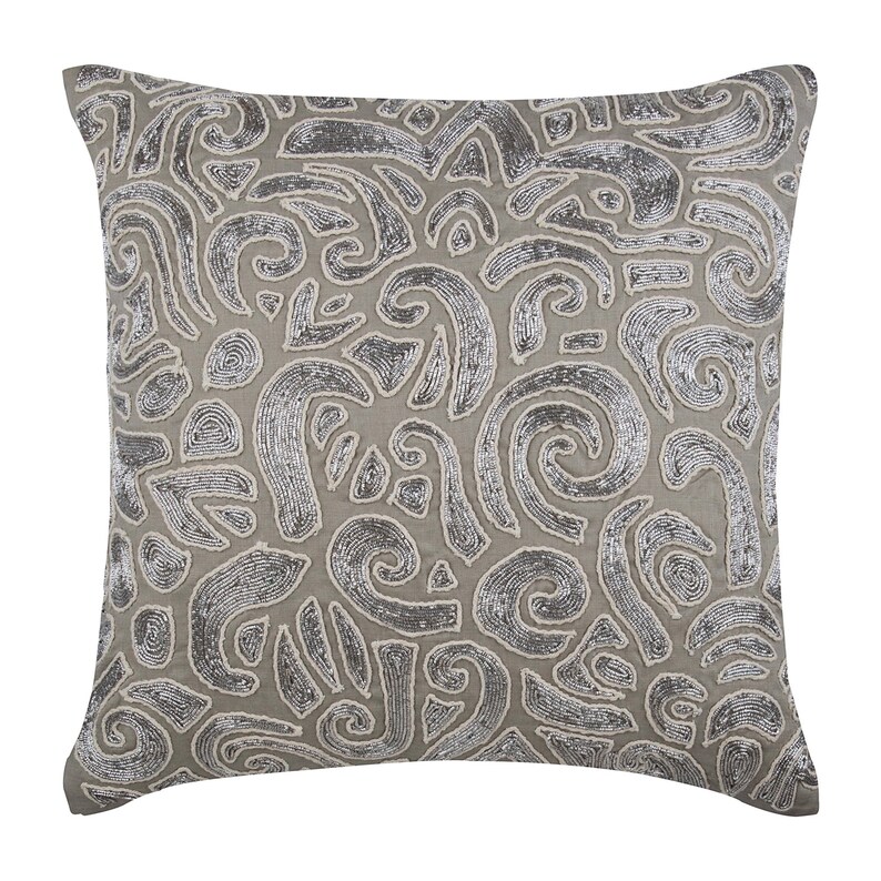24x24 Cotton Linen Pillow Sham Covers Square Zardozi Abstract Sparkly Glitter Pillows Cover Taupe Pillows Cover Taupe Carnival